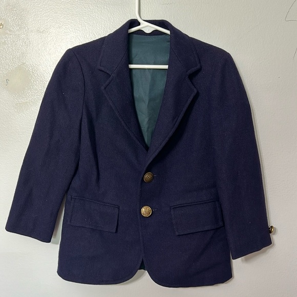 Vintage Bergdorf Goodman Boys Blue Wool Blazer Size 6